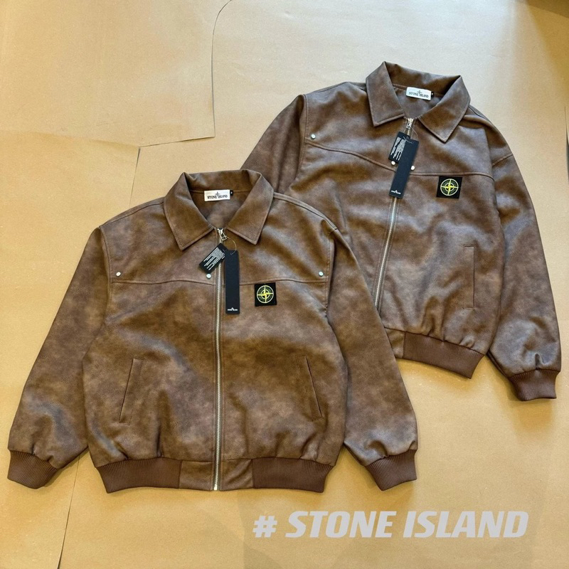 🔥老闆實拍🔥 訂金 Stone 石頭 Island 24ss 春夏 美拉德 復古機車皮衣外套 破格外套  全新二手商品