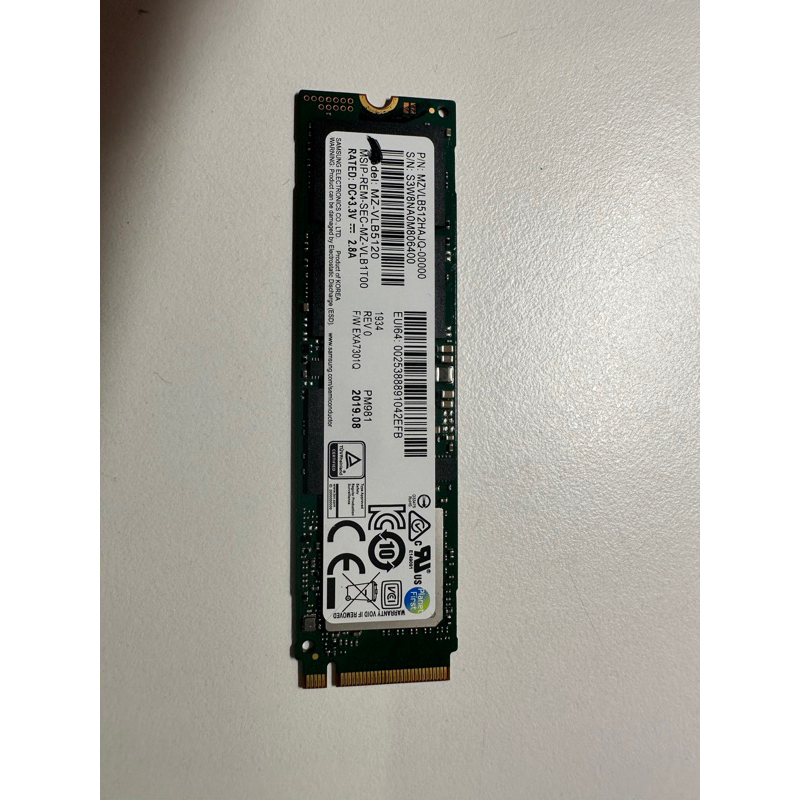 三星 Samsung PM981 512G SSD M.2 2280 NVMe 固態硬碟 中古良品