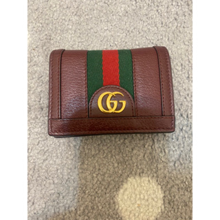 Gucci 酒紅色短皮夾小廢包