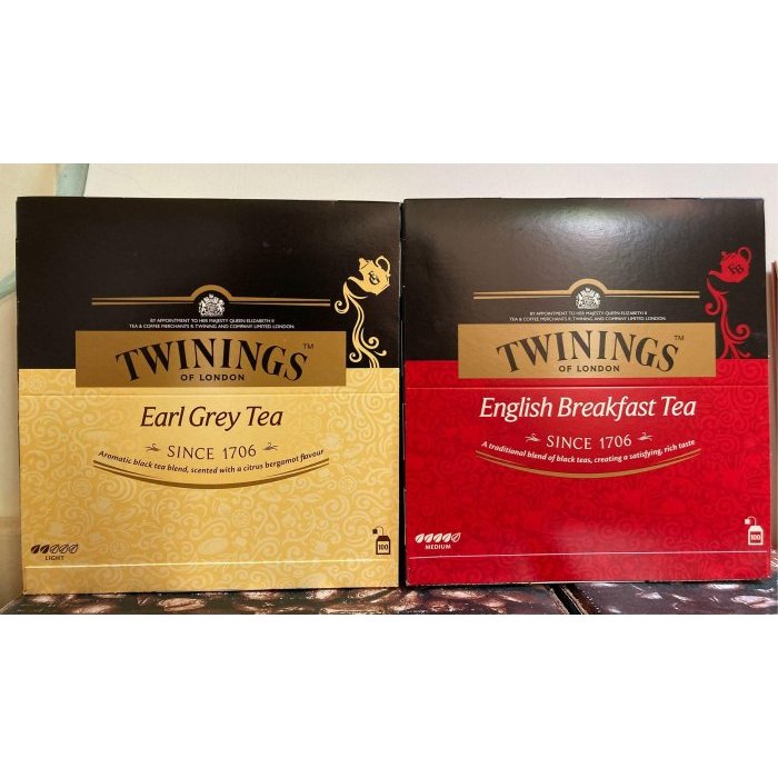 TWININGS 唐寧 英倫早餐茶 紅茶 紅盒 皇家伯爵茶 黃盒 2g×100入/盒 新莊可自取 代購 COSTCO