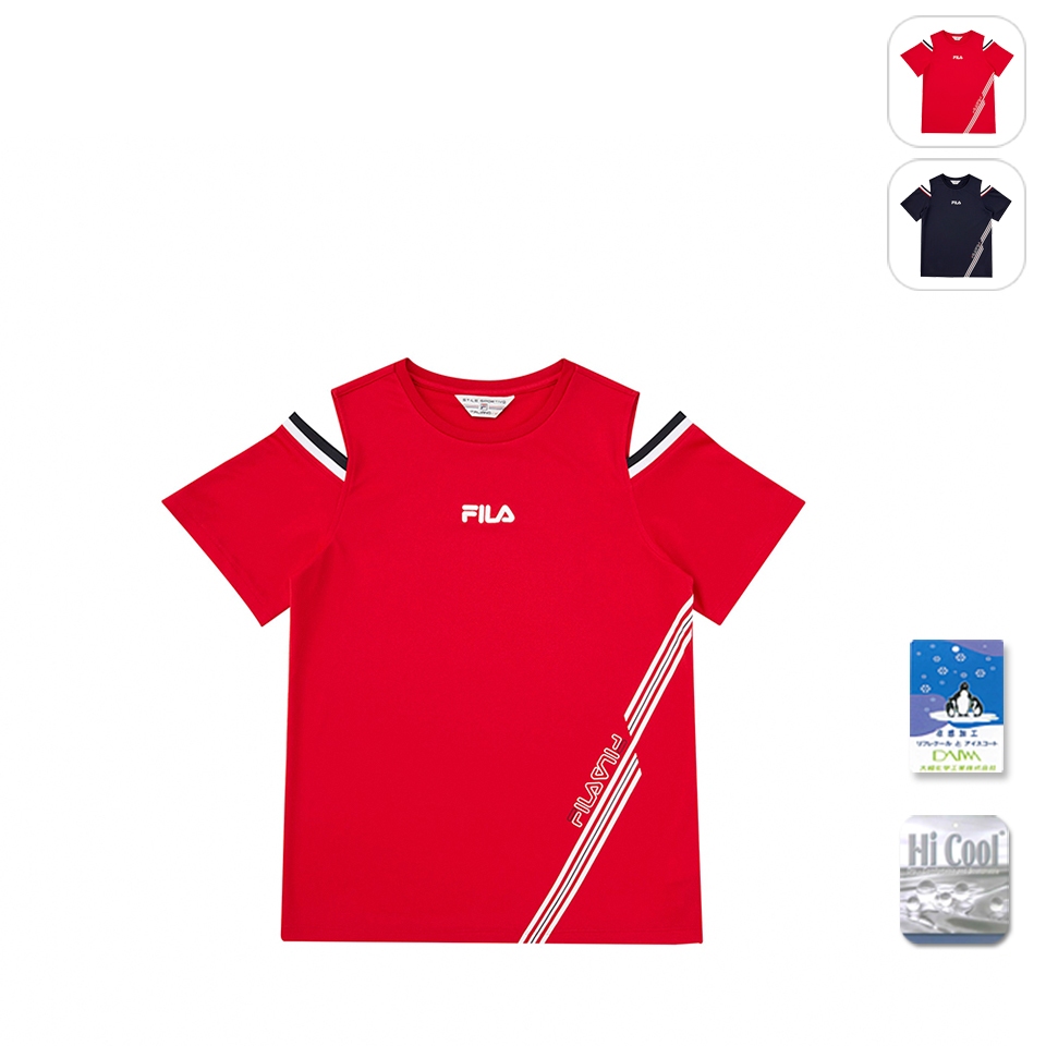 【FILA】女性 短袖 吸濕排汗 運動圓領T恤-紅色 5TEX-1492-RD