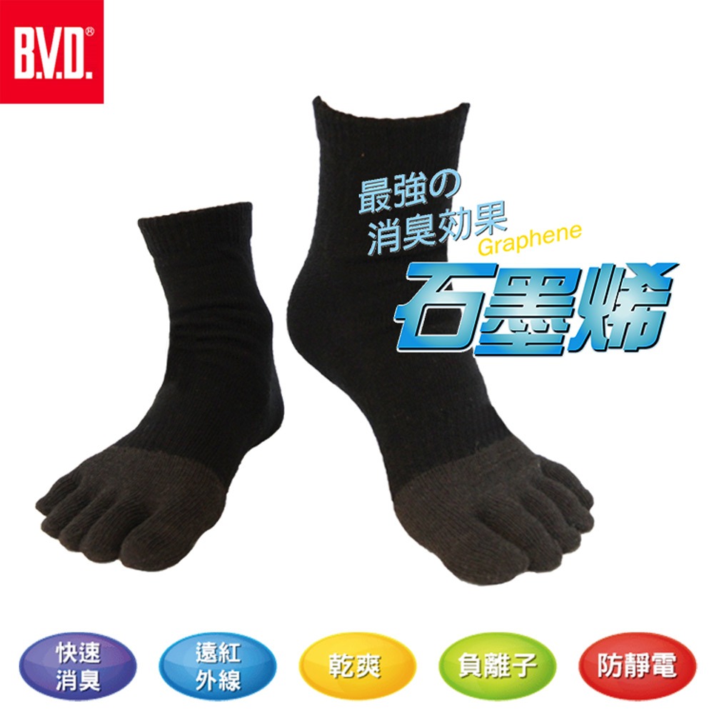 【BVD】石墨烯1乾爽五趾襪4入-B584 襪子/短襪/除臭襪