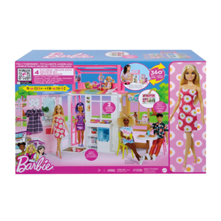 正版 MATTEL Barbie 芭比豪華小屋 (內附一隻芭比)【台中宏富玩具】