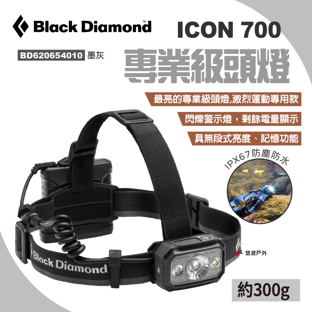 【Black Diamond】ICON 700 頭燈 墨灰 夜間照明 釣魚頭燈 跑酷燈  燈具  登山 露營 悠遊戶外