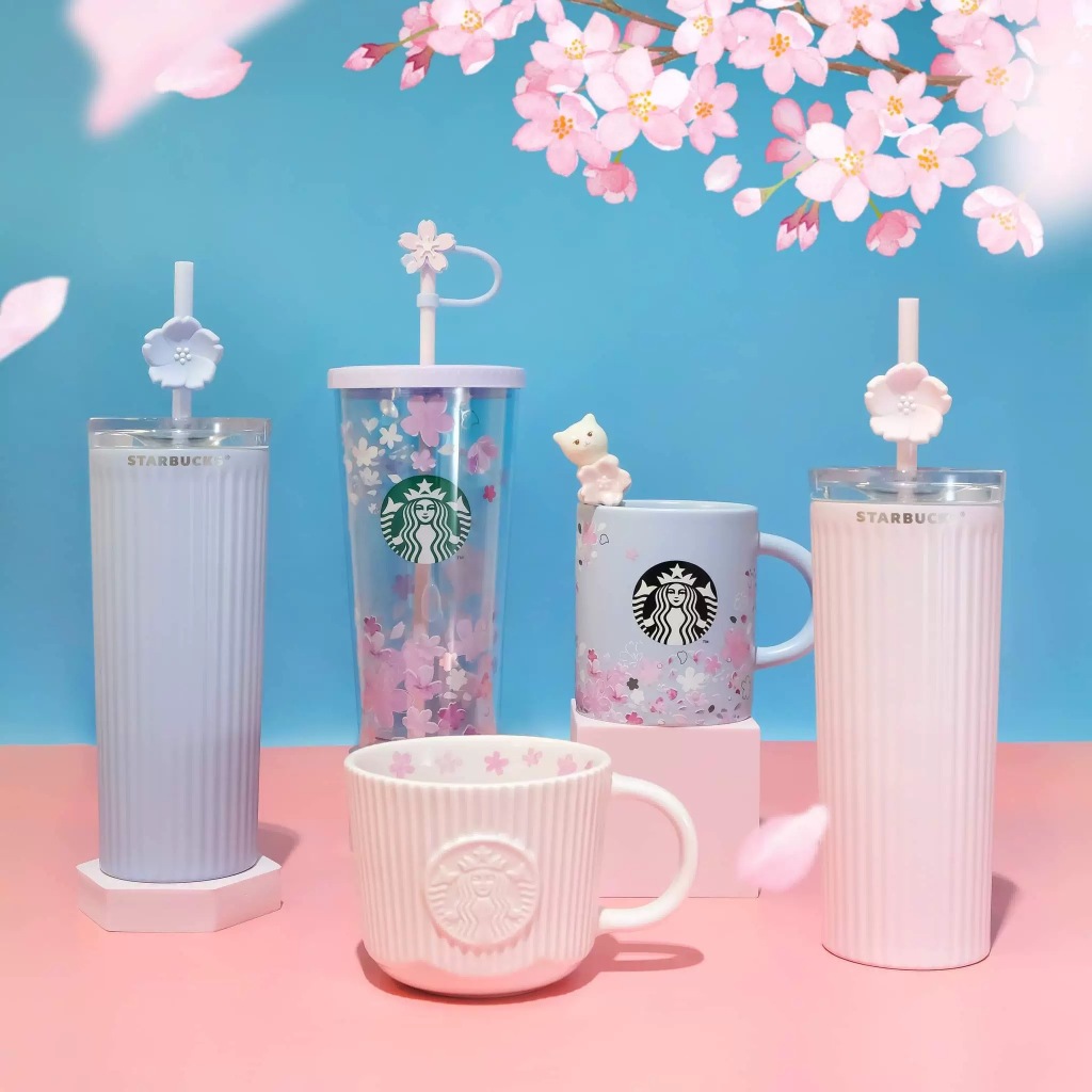 Starbucks官方正品！越南星巴克2024櫻花系列第二波貓咪陶瓷馬克杯隨行杯吸管杯咖啡杯果汁珍奶茶奶昔茶水杯