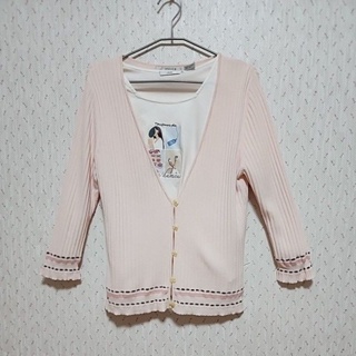 Jessica 專櫃（9成新）優雅九分袖針織外套粉色尺寸：L