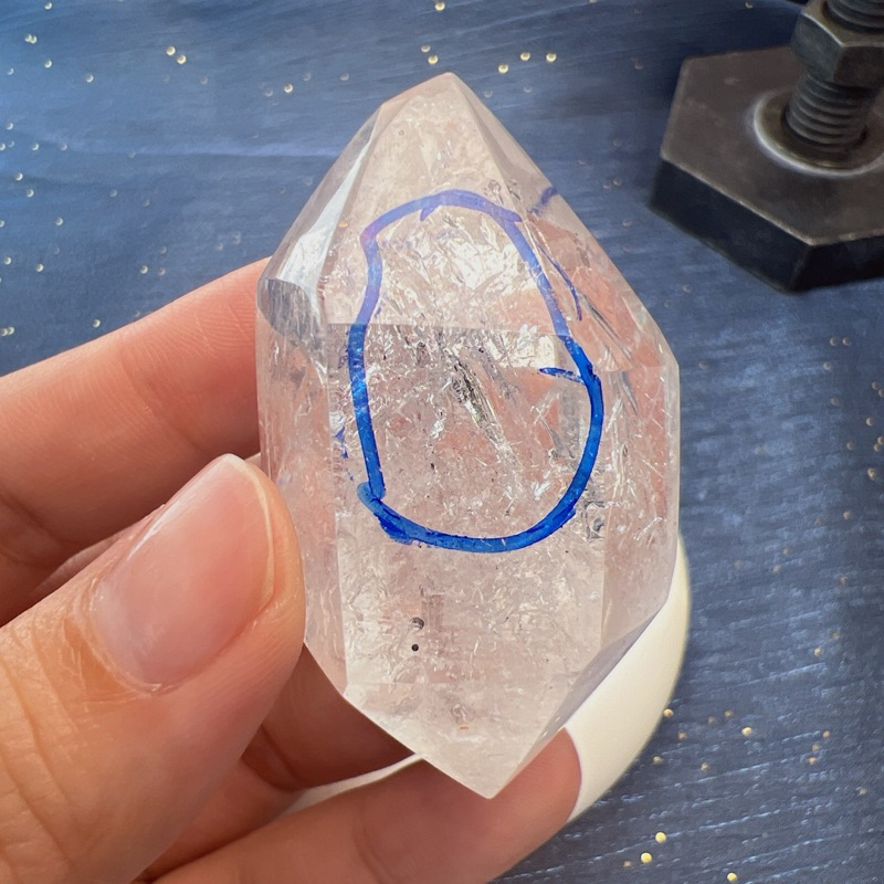 閃靈水晶帶多個水膽天然水晶能量水晶（已打磨）-435