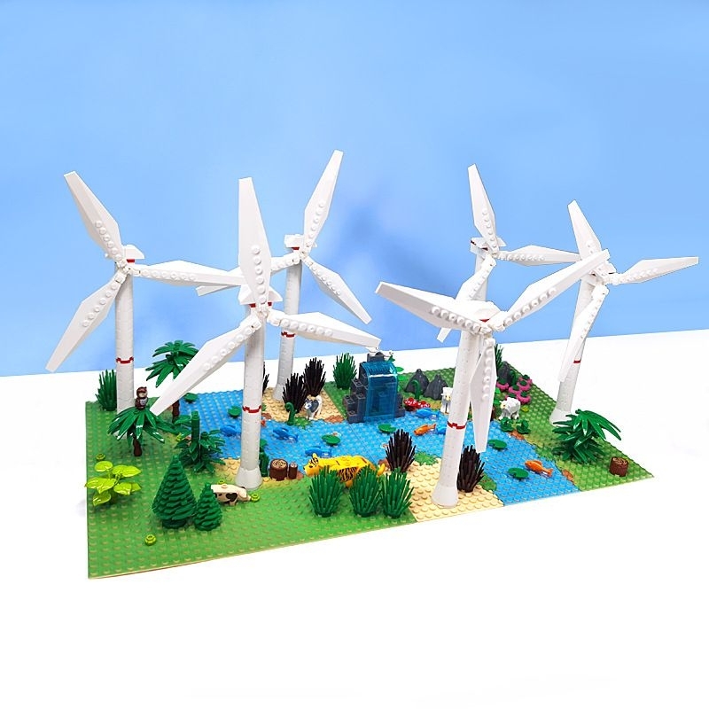 風車模型，風力發電機積木，玩具，DIY，離岸風電