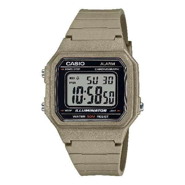 CASIO 卡西歐 W-217H-5AV 機能性配色風格設計腕錶 大地黃 41.2mm