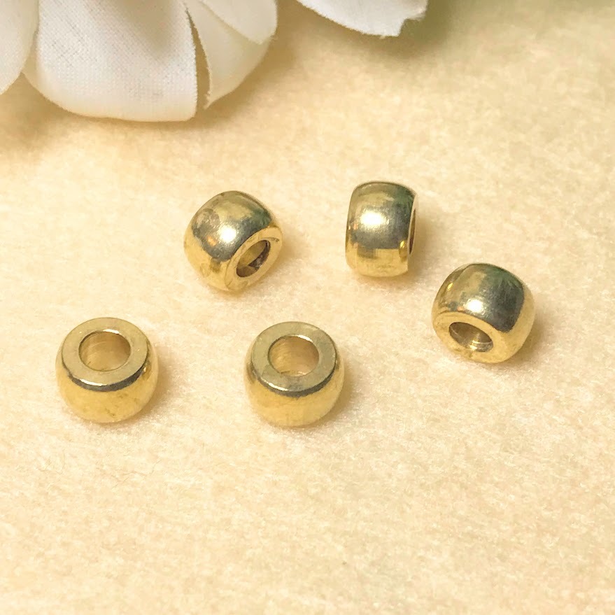 黃銅 隔珠 黃銅配件 黃銅珠 /8x5mm黃銅實心厚切扁圓隔珠G308