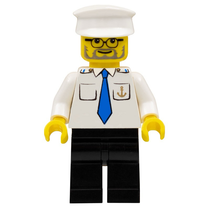 LEGO 樂高 7994 藍領帶 船長 單人偶 全新品, 參考 城市 港口 貨船 貨櫃 起重機 貨櫃船