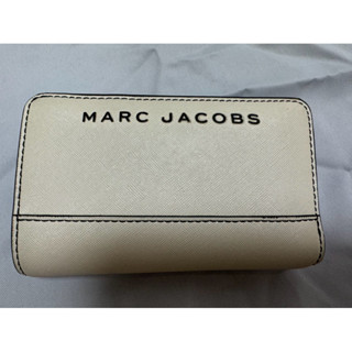 二手MARC JACOBS 金屬LOGO紋皮革釦式拉鍊中夾