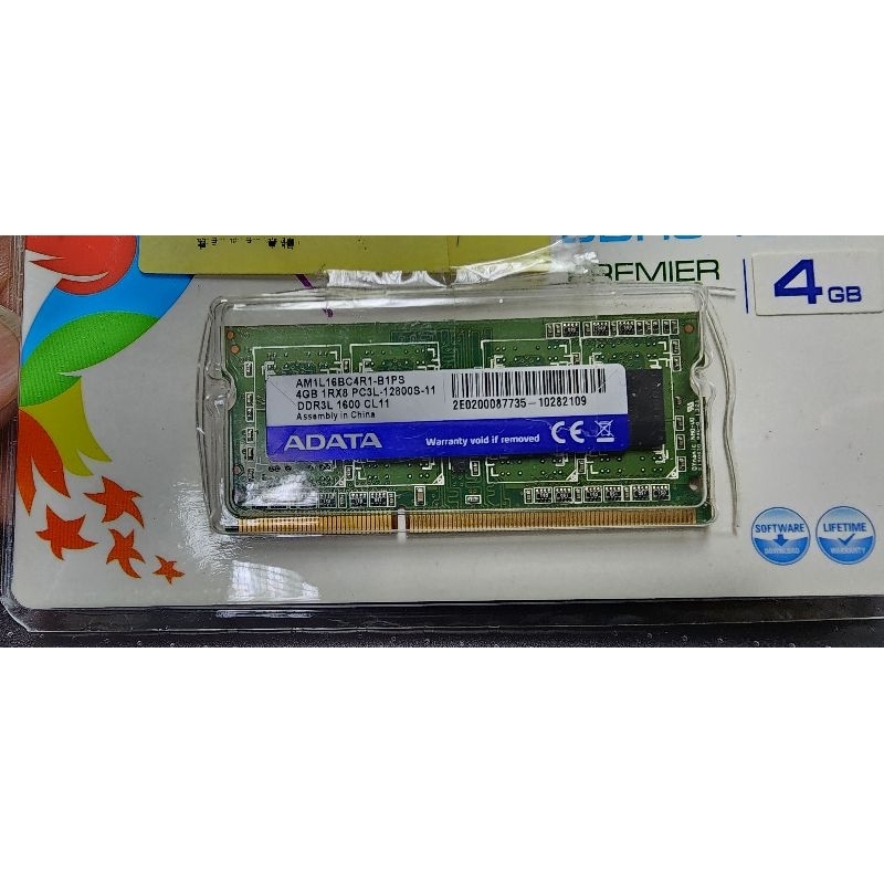 （物盡其用）ADATA DDR3L 1600 4GB筆記型電腦記憶體，PC3L-12800S 4GB