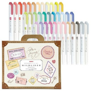 [大塊文具含發票] 斑馬 ZEBRA MILDLINER 斑馬雙頭柔色螢光筆 35色禮盒組 螢光筆組 限量