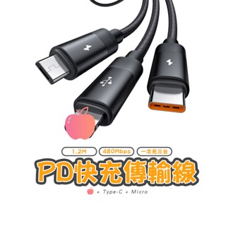 Mcdodo 麥多多 一分三 USB-A to Type-C+平果+Micro充電線-1.2M(CA-5790) 果凍