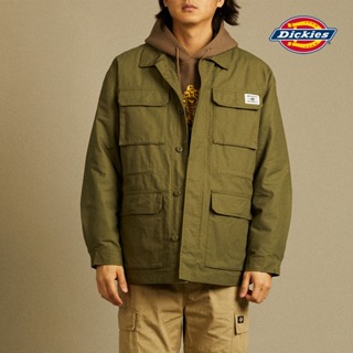 Dickies男款軍綠色純棉多口袋設計三合一工裝厚夾克|DK012578MGR