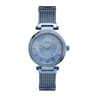 【For You】當天寄出 I GUESS 藍面 藍殼 編織+不鏽鋼錶帶 晶鑽腕錶 W0638L3