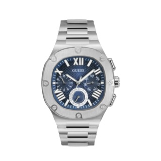 【For You】當天寄出 I GUESS 銀框 藍面 三眼日期顯示 圓角方型腕錶 不鏽鋼錶帶 男錶 手錶