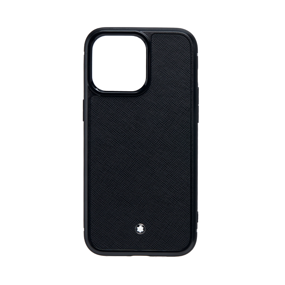 MONTBLANC 萬寶龍 匠心十字紋牛皮手機保護殼 (iPhone 15 Pro Max適用)