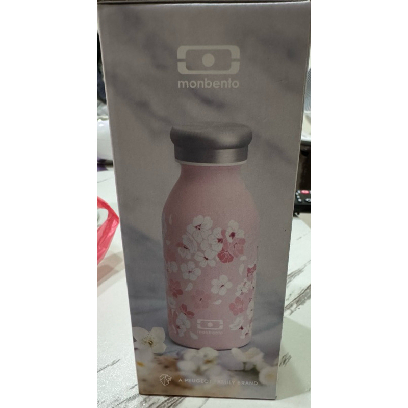 全新現貨-法國MONBENTO牛奶瓶造型保溫瓶(櫻花粉)350ml 保溫瓶