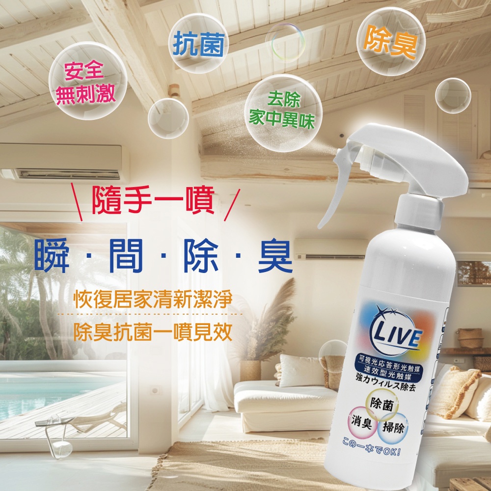 日本速效型光觸媒去除甲醛噴霧300mL-兩瓶組(除臭、除菌噴霧劑)1瓶入