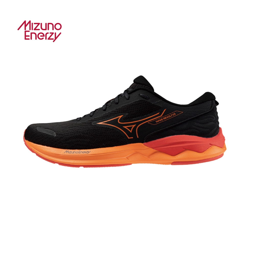 Mizuno 美津濃 男款 慢跑鞋 一般型 WAVE REVOLT 3 -黑橘- J1GC248101