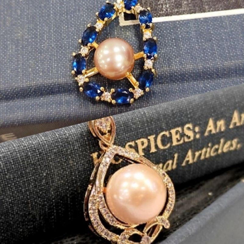 英國帶回英國Harrods天然珍珠非洲藍寶石宮廷花朵設計純銀戒指施華洛世奇水晶吊墜項鍊墜指圈