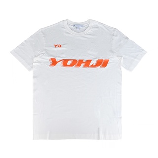 Y-3 橘字LOGO山本耀司拼音塗鴉純棉短袖T恤(男款/白)