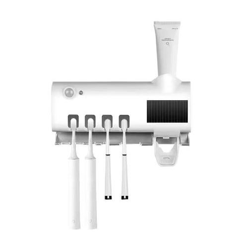🇹🇼拉拉Lala's 太陽能+USB充電 牙膏牙刷消毒器紫外線免打孔衛生間殺菌擠牙膏掛式置物架吸壁式