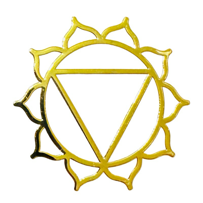 太陽神經叢 本我輪 七脈輪 3cm 神聖幾何 金屬貼片 銅合金 能量符號 冥想 磁場 靈性提升轉化 奧剛 金字塔 材料