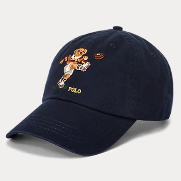客訂專區 | Ralph Lauren POLO 踢球小熊 刺繡棒球帽 (黑色)