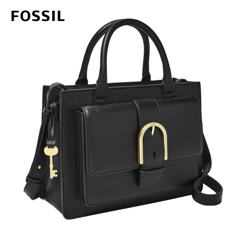 【Fossil】Wiley真皮復古美型手提側背包-黑色 ZB7958001信封包 郵差包 手提包 側背包 斜背包 牛皮