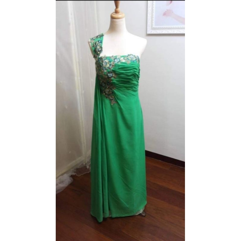 汐止二手婚紗禮服拍賣 綠色大尺碼媽媽禮服