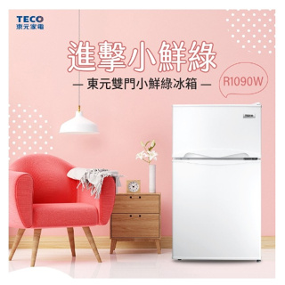 TECO東元 R1090W白色 / R1090S灰色 93公升 一級能效右開雙門小冰箱