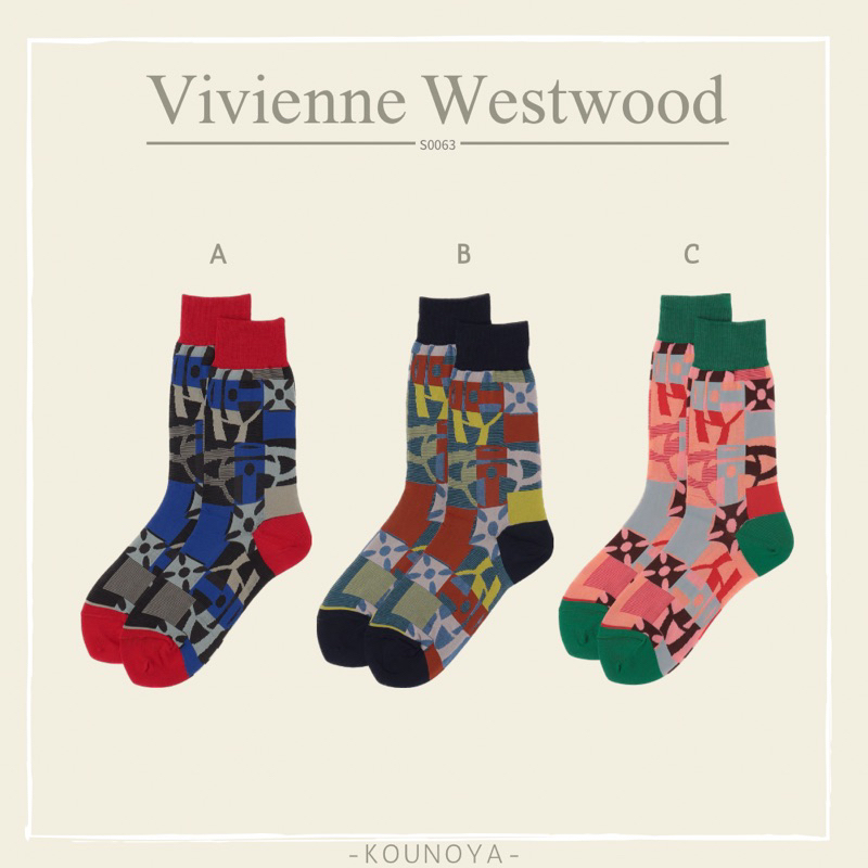 『ᴋᴏᴜɴᴏʏᴀ日本代購』｜預購Vivienne Westwood｜復古海報風襪S0063