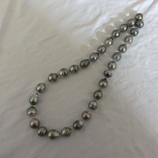 天然大溪地黑珍珠項鍊，巴洛克珍珠，水滴型10-11mm