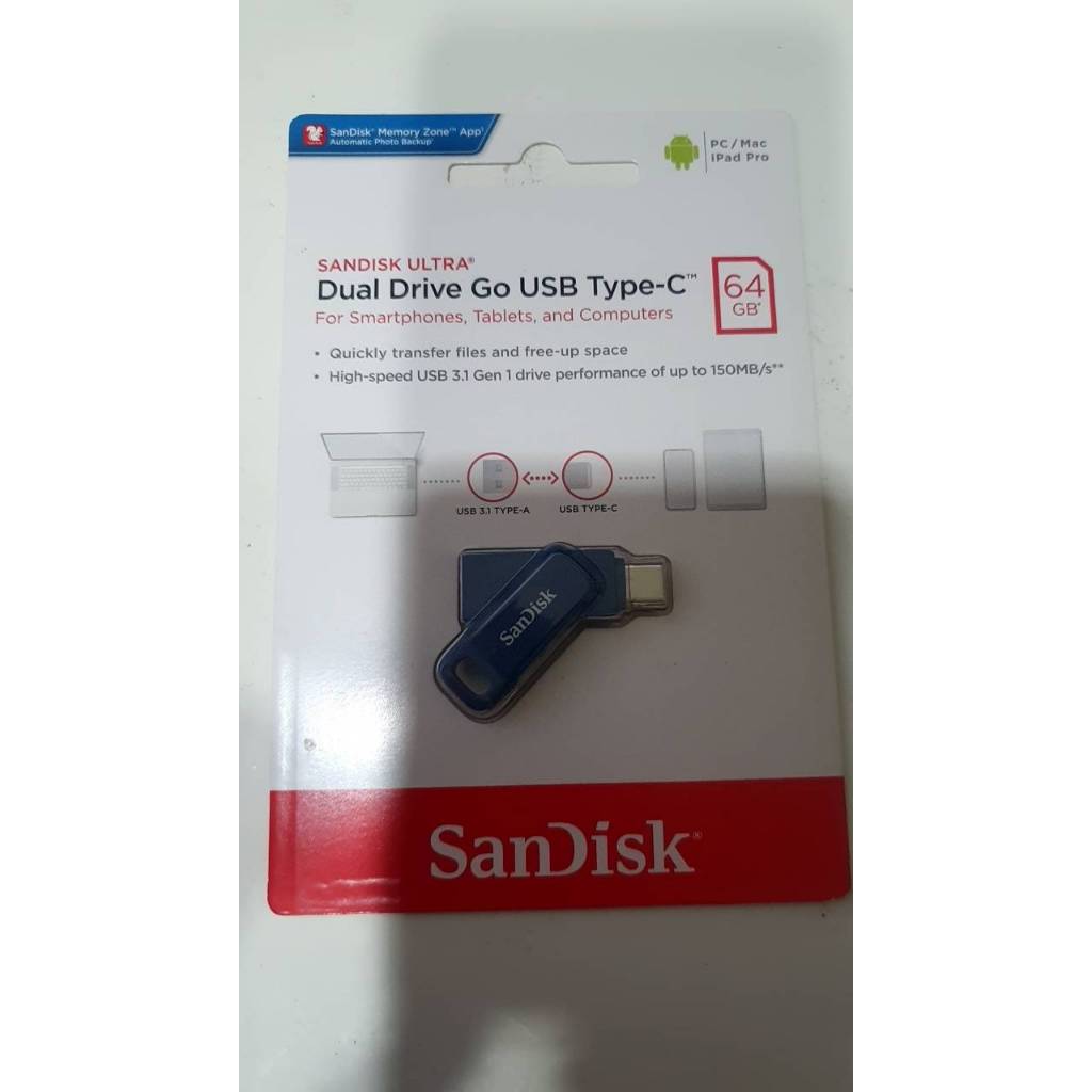 SanDisk Ultra Go Type-C 雙用隨身碟 靛藍64GB (公司貨)