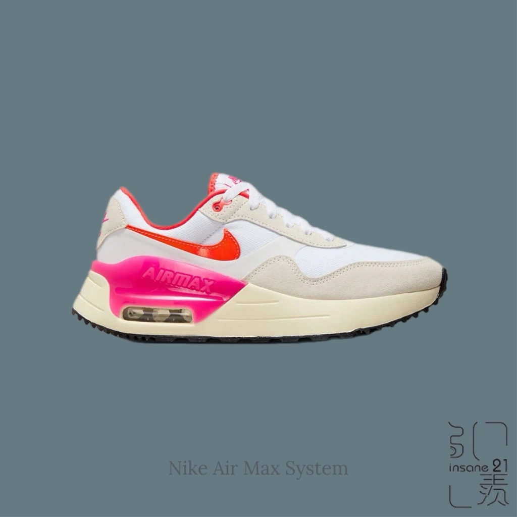 NIKE AIR MAX SYSTEM 麂皮奶油底粉紅氣墊女鞋 DZ1637-102【Insane-21】