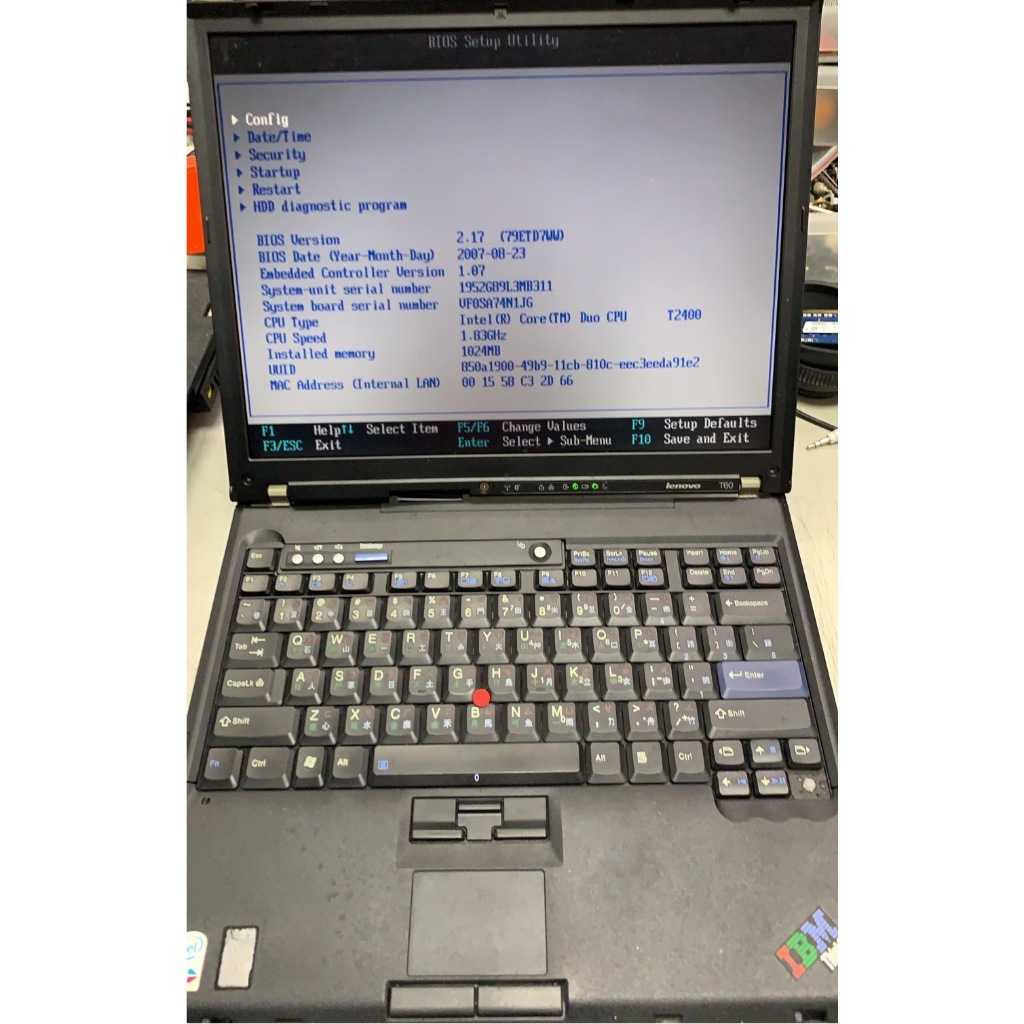 【尚典3C】  LENOVO IBM T60 可開機 無電池 當零件機賣 中古.二手.