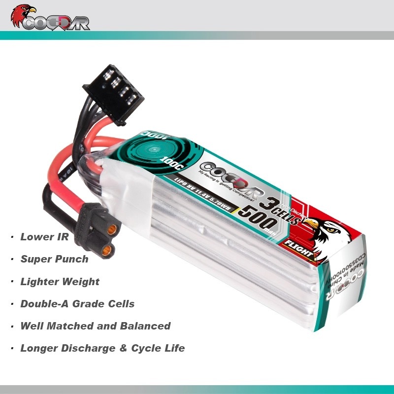 鷹氪CODDAR 500MAH 3S 11.4V 100C HV高倍率室內飛機LIHV