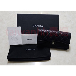 【全新】香奈爾 CHANEL 經典雙C LOGO荔枝紋小牛皮暗釦長夾(黑色)