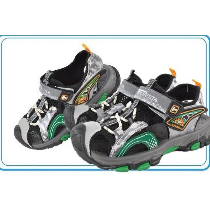 ＊㊣品 TOPUONE童鞋 18.5-22cm 護趾輕量紓壓防滑運動涼鞋 622807黑綠(409）