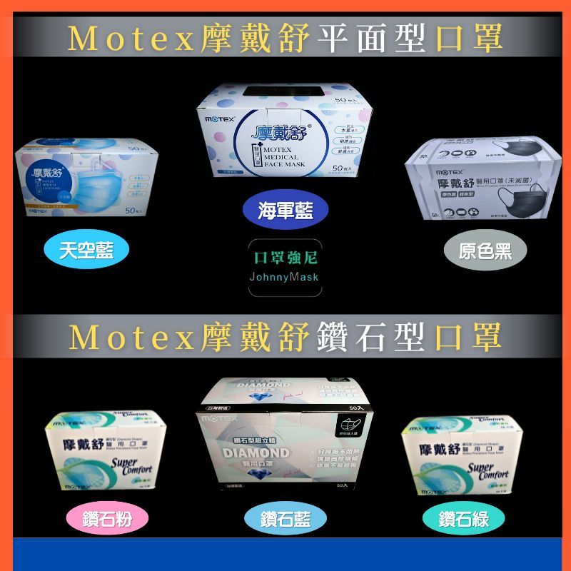 【口罩強尼】【醫療級】【4月優惠】摩戴舒 MOTEX  平面 鑽石型 口罩 華新 醫療口罩 立體口罩 舒適口罩