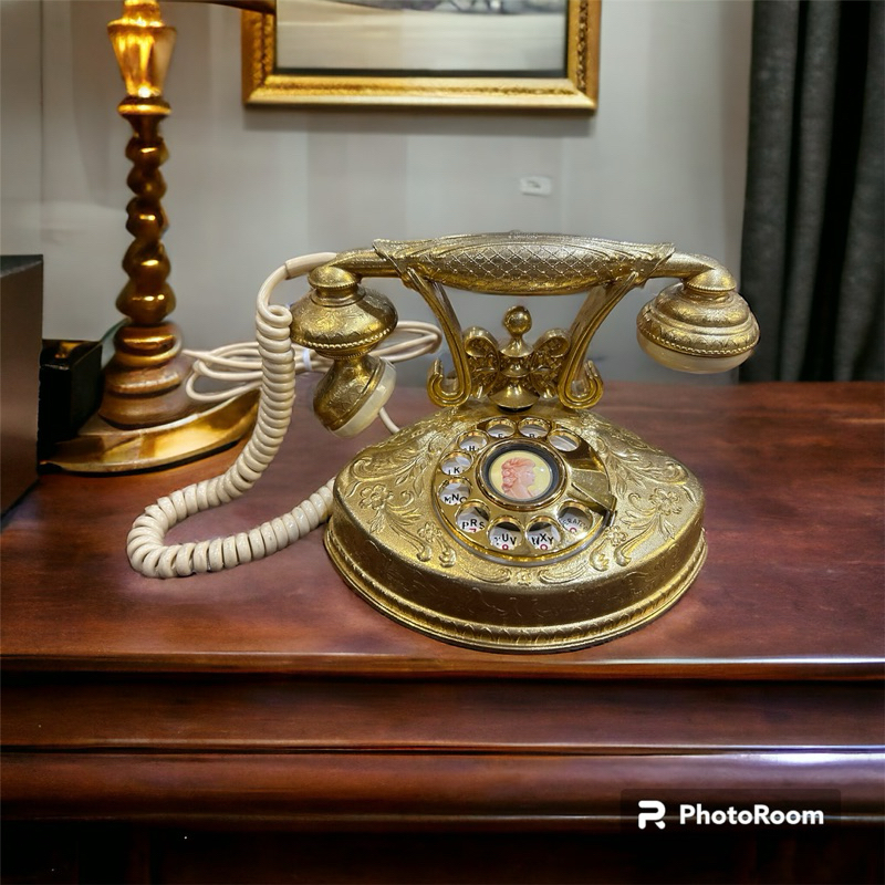 《內壺春 工藝》 日本 TAKARA 黃銅 古董 歐式 轉盤 電話
