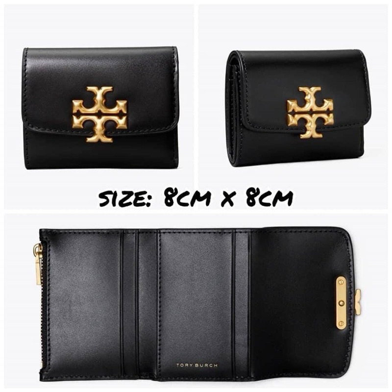 現貨 黑色✨Tory Burch Eleanor Mini WALLET TB 金磚 短夾 牛皮夾 皮包 零錢包 三折