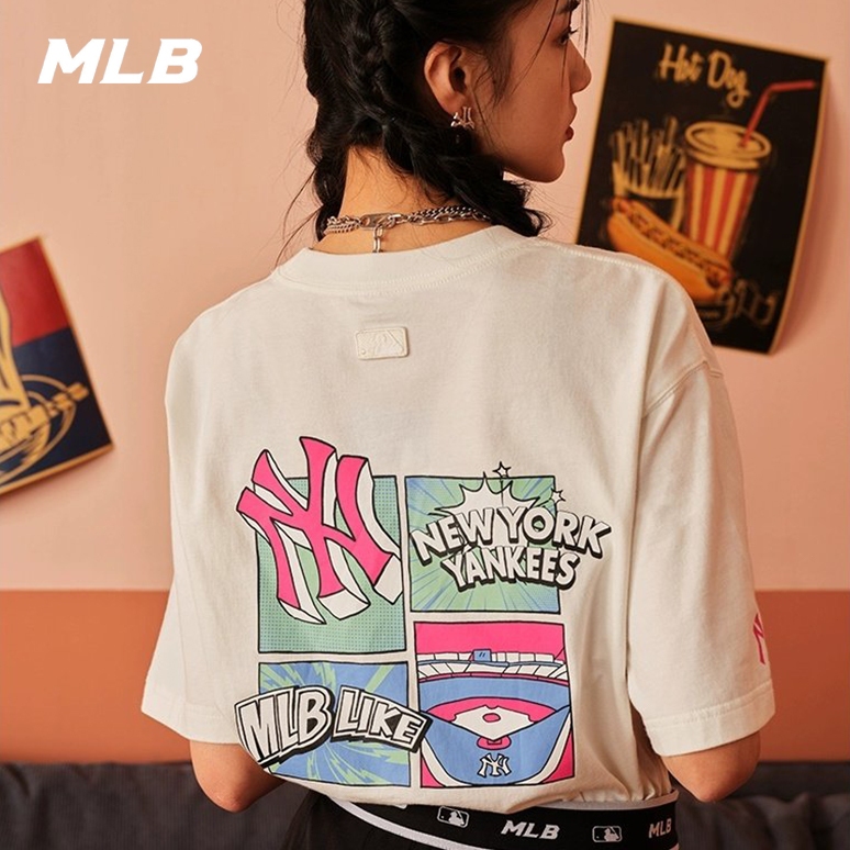🇰🇷韓國代購 免運 MLB 短袖 LIKE 後背漫畫印花 T恤 NY 紐約洋基隊 3ATSECS