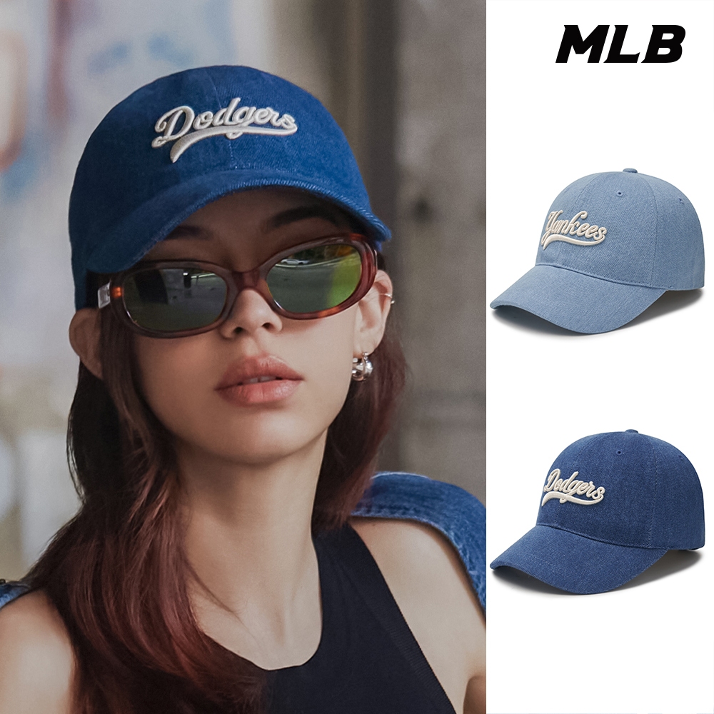 MLB 牛仔丹寧可調式寬檐軟頂棒球帽 Varsity系列 洋基/道奇隊 (3ACPVD14N-兩款任選)【官方旗艦店】