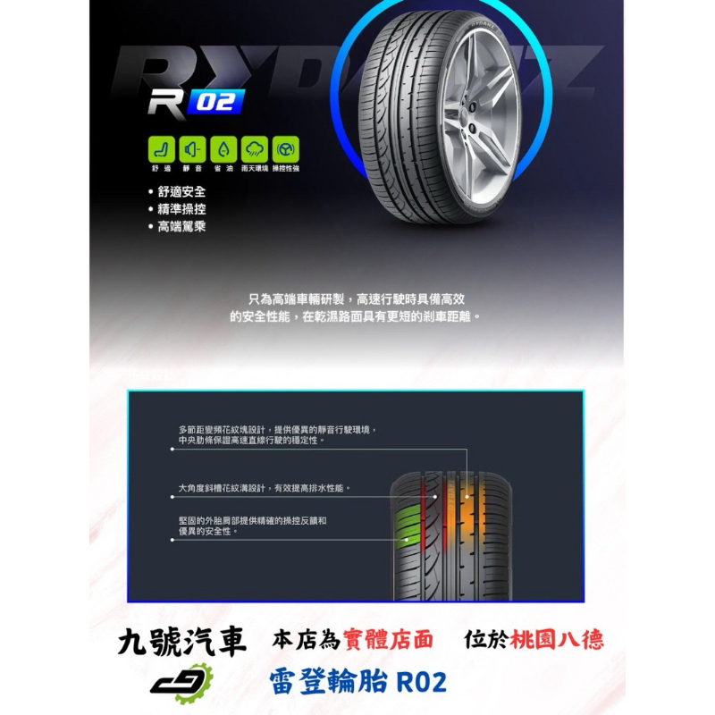 【九號汽車】雷登輪胎 RYDANZ R02 255/40/18