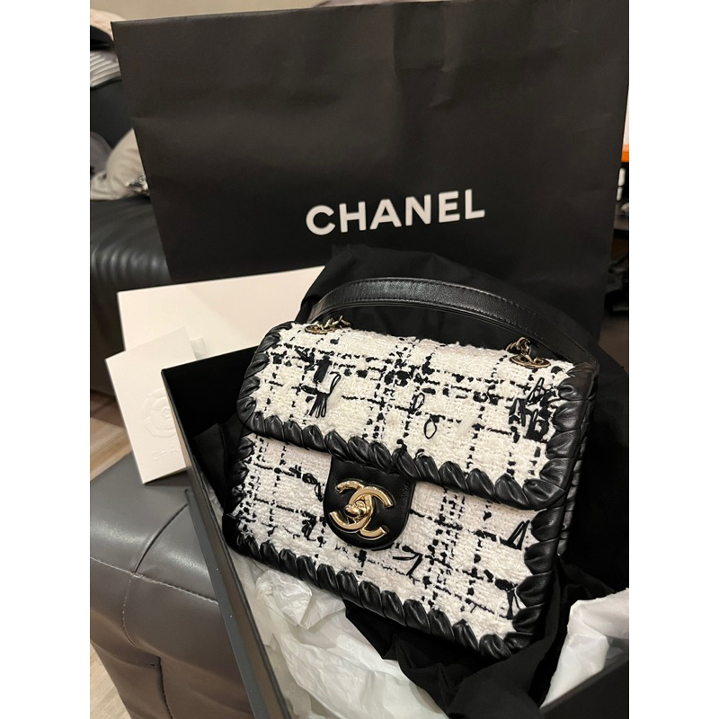 全新 Chanel 毛呢 黑白 熊貓 豆腐包 方胖子 送內膽包