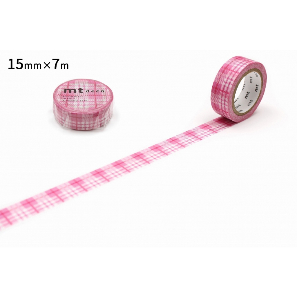 [現貨]mt和紙膠帶 deco系列 -粉紅格紋 格子粉紅 MT01D420R (15mm×7m)  MT紙膠帶
